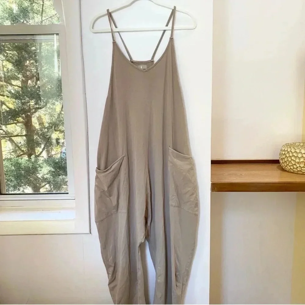 Free People Movement Hot Shot Onesie Taupe Brown Medium